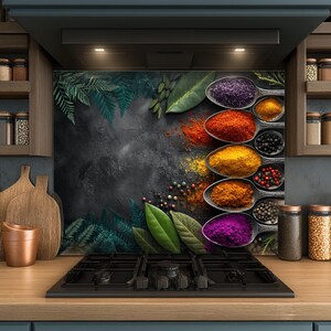 Dosseret en verre trempé, Dosseret en verre épicé pour la cuisine, Couvercle supérieur de cuisinière, Dosseret de poêle, Dosseret de cuisine, Dosseret pour cuisinière
