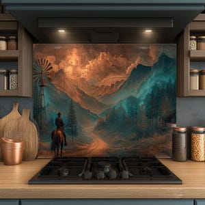 Dosseret en verre trempé, Dosseret en verre cowboy pour la cuisine, Couvercle supérieur de cuisinière, Dosseret de poêle, Dosseret de cuisine, Dosseret pour cuisinière