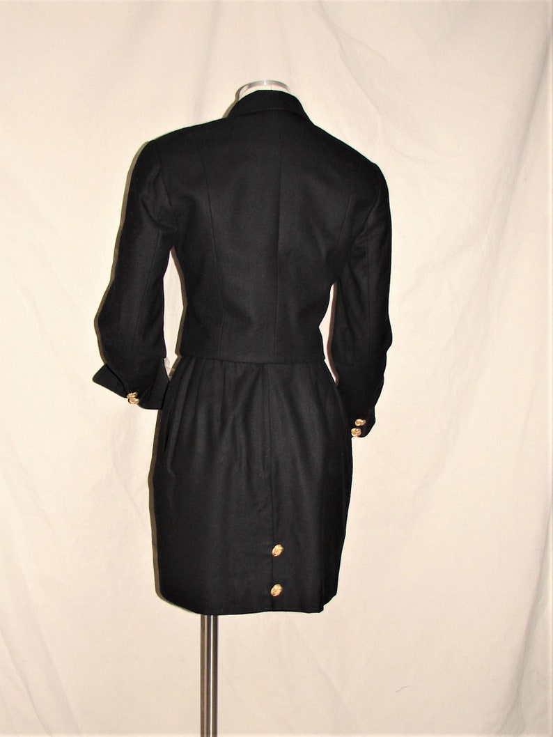 Stunning Black Cashmere Blend Wool Suit by Carlisle Small Circa 1990/'s
