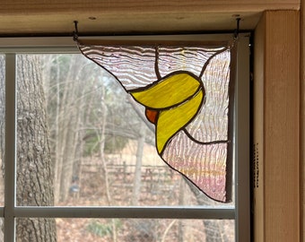 Stained glass corner with flower