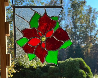 Stained Glass Poinsettia corner