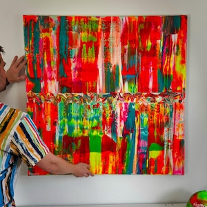 Original Abstract Acrylic Painting on Canvas: Colorful Modern Wall Art (100x100 cm)