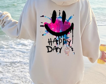 Sudadera con capucha unisex Graffiti Smiley: jersey de calle de gran tamaño para niños y niñas - Geburtstags oder Valentinstaggeschenk