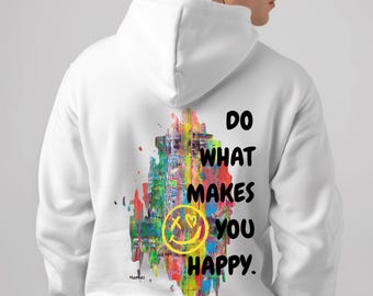 Sudadera con capucha unisex Smiley Graffiti: sudadera urbana para niños y niñas
