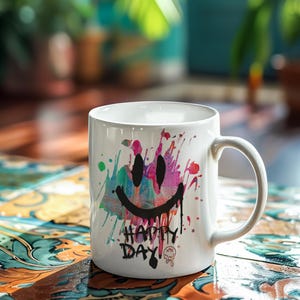 Coffee Cup Happy Day Smiley Face – Limited Edition Art Mug, Unique Gift for Mother’s Day, Gift for Her & Him