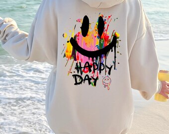 Sudadera con capucha unisex Graffiti Smiley: jersey de calle de gran tamaño para niños y niñas - Geburtstags oder Valentinstaggeschenk
