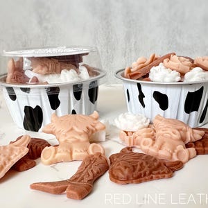 Red Line Leather Wax Melts | Rich Leather, Sweet Vanilla | Cute Shaped Wax Melts with Highland Cows | Hand Crafted in Texas
