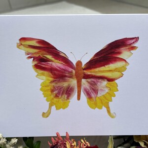 Bright Butterfly Pressed Flower Art Card – Botanical Greeting Card, Nature-Inspired Print, Blank Inside with Envelope