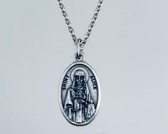 Patron Saint of Blind/Paralyzed Alice Pendant with 18 Sterling Silver Lite Curb Chain Sterling Silver St Patron Saint of Blind/Paralyzed Alice Pendant with 18 Sterling Silver Lite Curb Chain Sterling Silver St