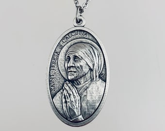 Saint Teresa of Calcutta Mother Teresa Large Medal Necklace