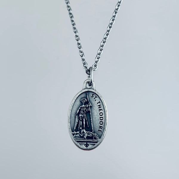 Saint Theodore and Saint Felix Medal Necklace