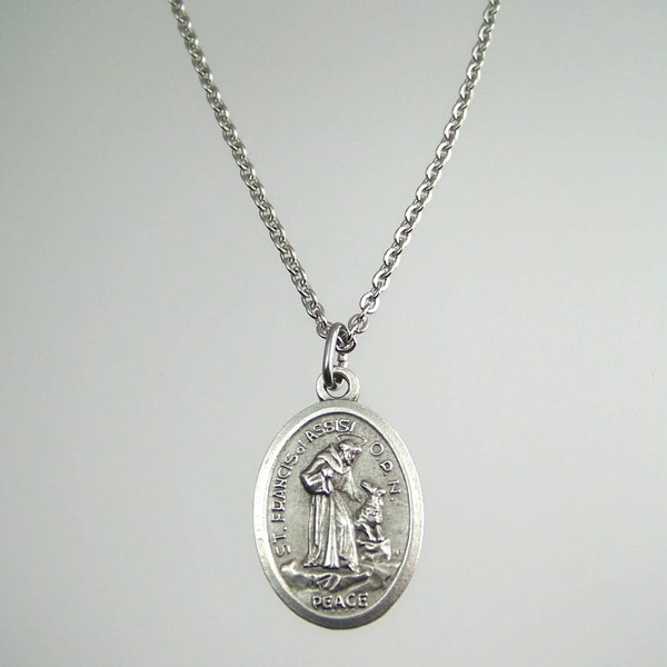 Saint Francis of Assisi Prayer Medal Necklace