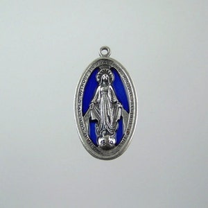 Large Blue Miraculous Medal Necklace image 2