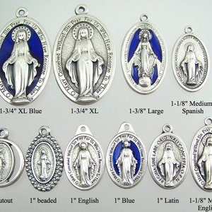 Large Blue Miraculous Medal Necklace image 4