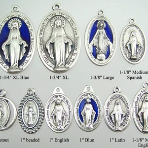 Large Blue Miraculous Medal Necklace 画像 4