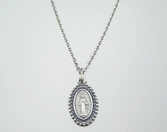 7/8 inch Beaded Miraculous Medal Necklace