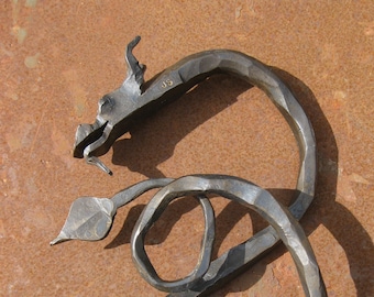 Dragon sculpture S hook, heavy cauldron hanger