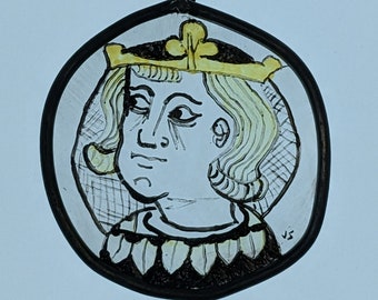 Medieval King side eye, reproduction stained glass