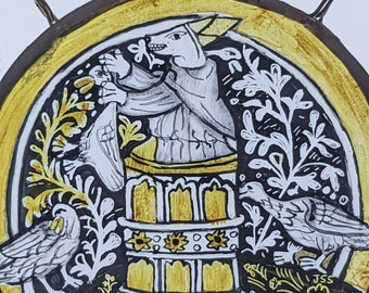 Reynard the Fox, reproduction medieval stained glass