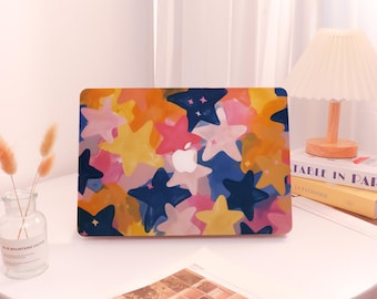 Multicolored Stars Custom Macbook case, MacBook Pro 16/14 2024, MacBook Air15, MacBook Air13 Air11, MacBook Pro 13, MacBook Ret 15/13