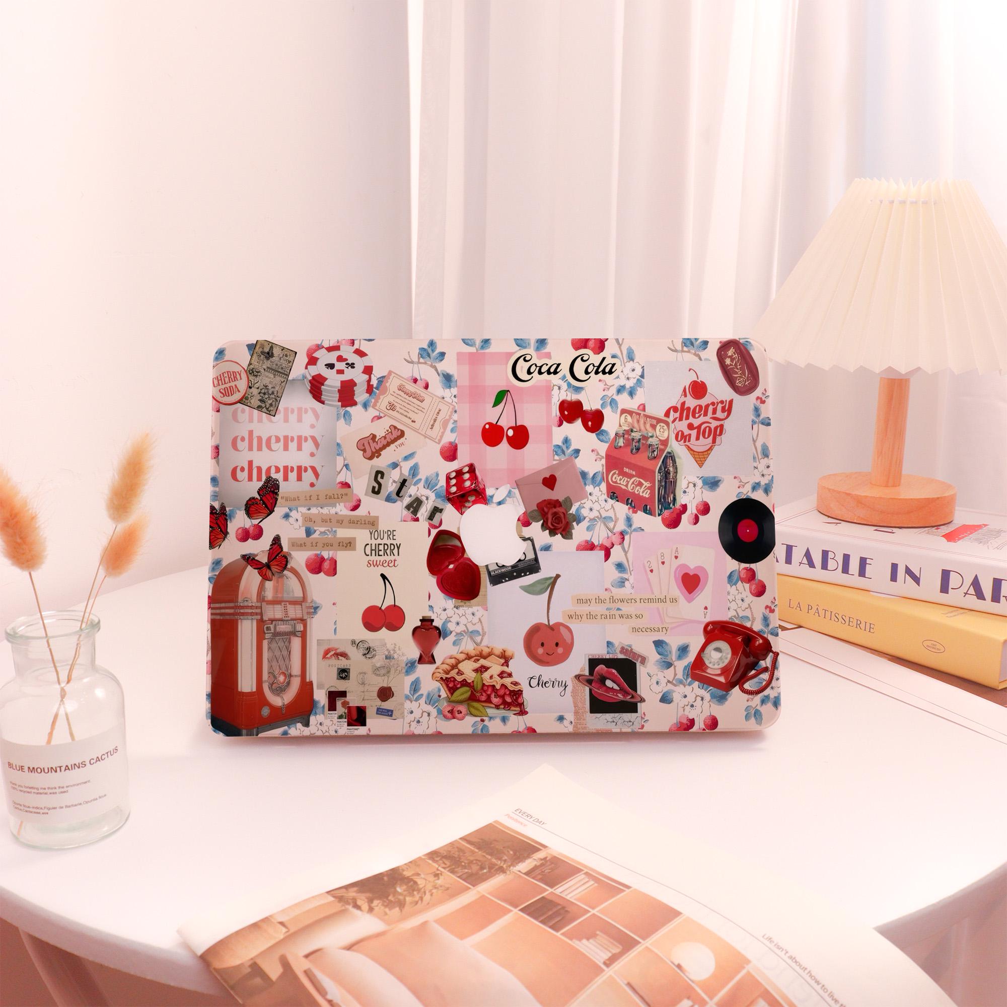 Jolie coque Macbook personnalisée Cherry Collage, MacBook Pro16/14 2024, MacBook Air15, MacBookAir13Air11, MacBook Pro13, MacBook12, MacBook Ret15/13