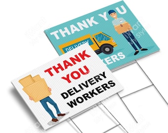 Thank You Delivery Workers Yard Sign 18”x24”, 2 Sided, Essential Hero, Doctor, Nurse, Healthcare Worker Lawn Sign, iWantMyStyles