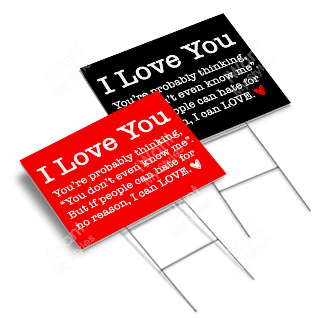 We Love Rights I Love You Yard Sign 18”x24”, 2 Sided, Human Rights Justice, ALM Lawn ...