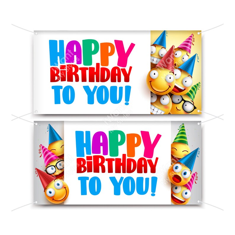 Custom Happy Birthday Vinyl Banner Full Color Personalized Etsy