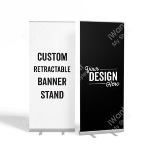 Custom Retractable Banner Stand, Full Color Personalized Design, Happy Birthday, Welcome, Baby Shower, Graduation Sign, iWantMyStyles