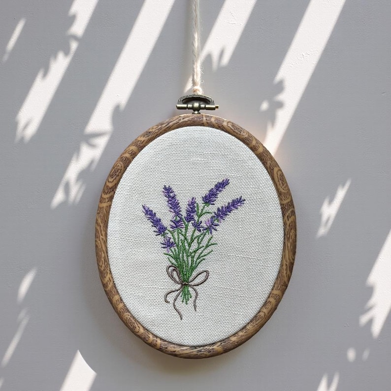 Lavender Bouquet Embroidery Hoop Art | Cottagecore Floral Wall Decor ...