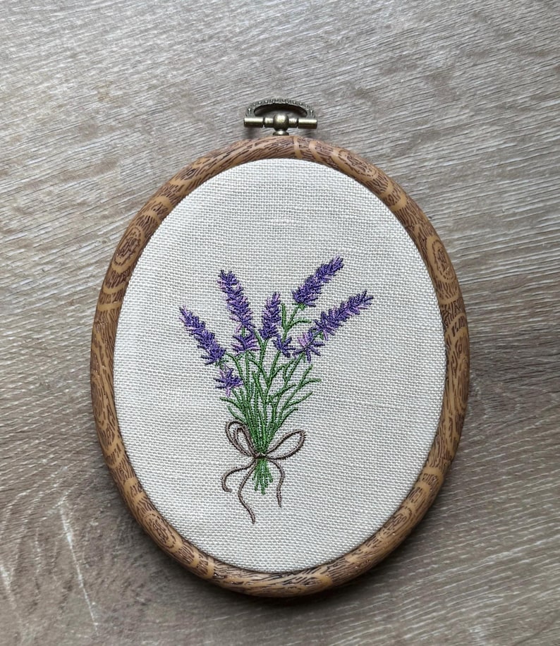 Lavender Bouquet Embroidery Hoop Art | Cottagecore Floral Wall Decor ...