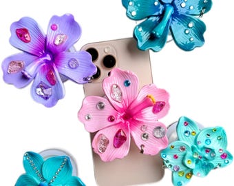 Rhinestone Flower Phone Grip, MagSafe PopSocket, Y2K Phone Holder