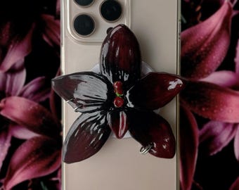Orchidee Handyhalterung | Magnetischer Handy-Halter | Polymer Clay Blumen-Anhänger für iPhone