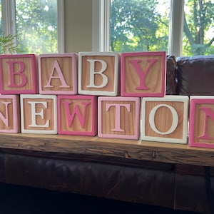 4” Custom Baby Block Decor, Baby Block Centerpieces, Wood Blocks, Baby Shower Decor, Nursery Decor