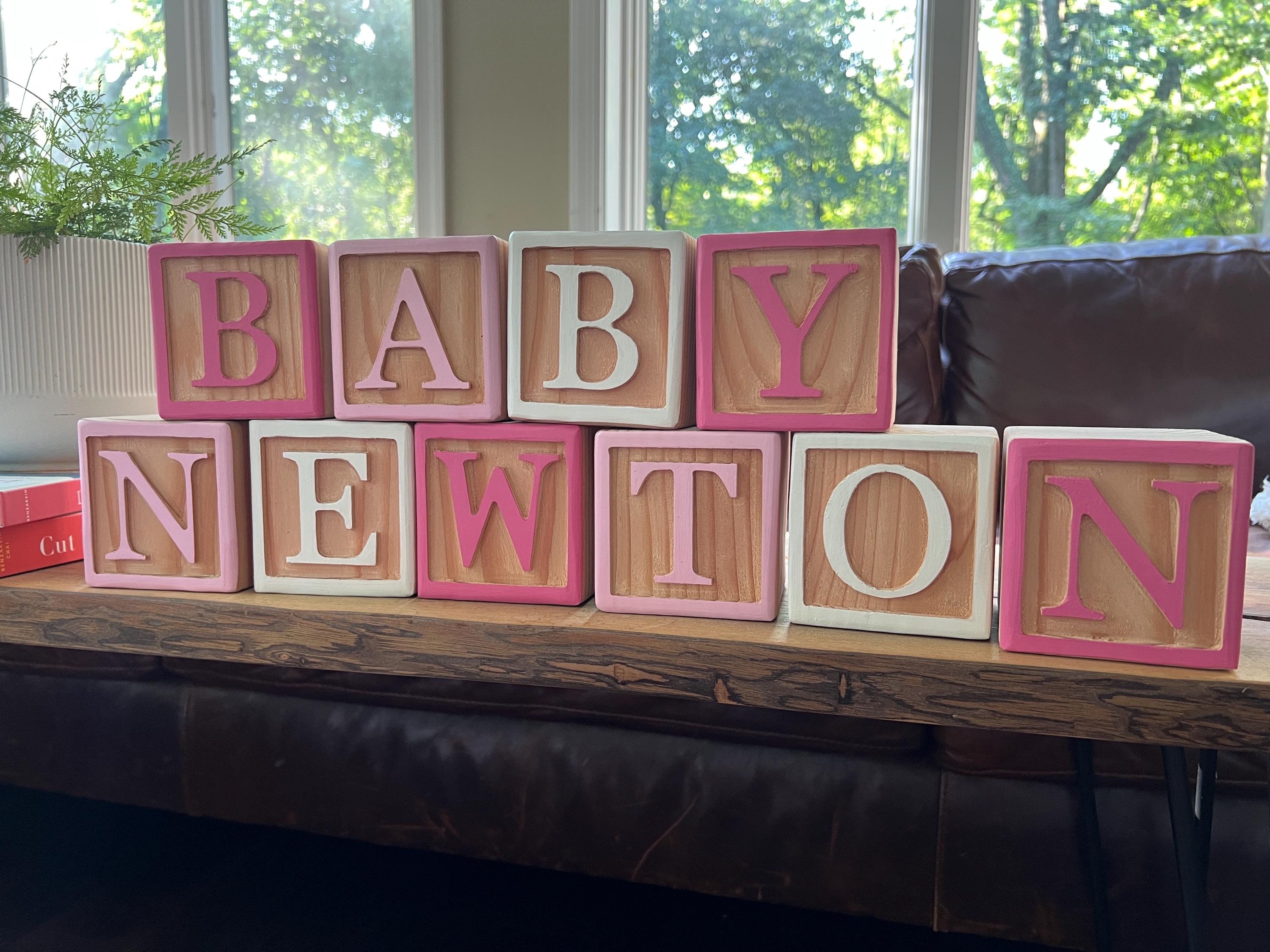 4 ""Baby Block Dekor, Baby-Block-Mittelstücke, Holzblöcke, Baby-Dusche-Dekor, Kinderzimmer Dekor."