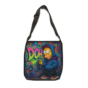 Graffiti-Inspired Adjustable Tote Bag, Fun Street Art Bag for Hipsters, Urban Tote for Everyday, Perfect Gift for Gamers