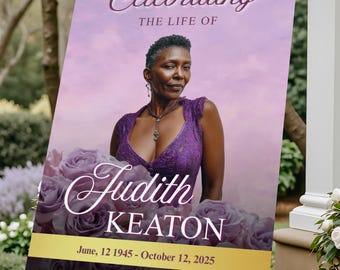 Purple Roses Memorial Sign Template: Celebration of Life (Digital Download)