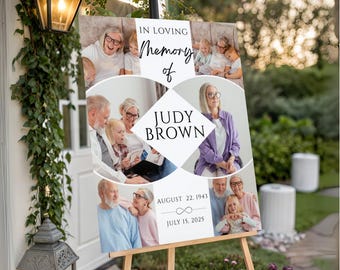 In Loving Memory Funeral Sign: Custom Collage Canva Edit Template