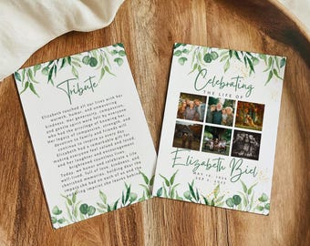Funeral Program Template- Editable Memorial Service Booklet