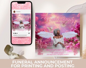 Funeral Announcement Flyer: Canva Editable Template (Digital Download)