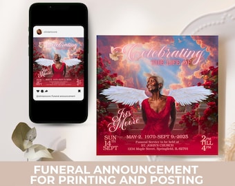 Celebration of Life Funeral Announcement Template