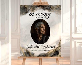 Funeral Welcome Sign Template – Black Marble Memorial