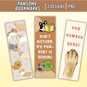 Marcapáginas de perro descargable digitalmente / Marcapáginas imprimible para amantes de los perros / Lindo juego de marcapáginas de perro / Marcapáginas de lectura de perro / Idea de regalo para amantes de las mascotas