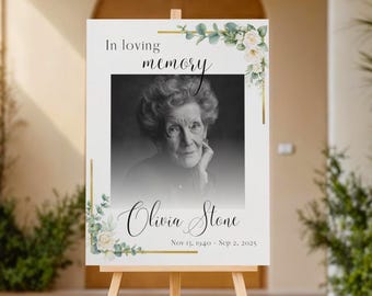 Funeral Welcome Sign Template – White Floral Memorial