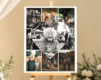 Funeral Welcome Sign Template – Heart Photo Collage Memorial