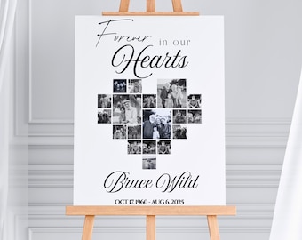 Funeral Welcome Sign Template – Heart Photo Collage Memorial