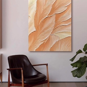 Art mural texturé abstrait original | Toile texturée acrylique moderne | Art mural 3D Feuilles | Décoration murale personnalisée faite main