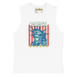 Red White & Blue Statue of Liberty ’Murica Tank Top | Shirt | USA Patriotic 4th of July Unisex Cotton Tank | American Flag Summer Tee