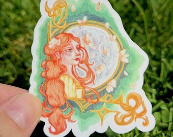 Pegatina de chica de la luna
