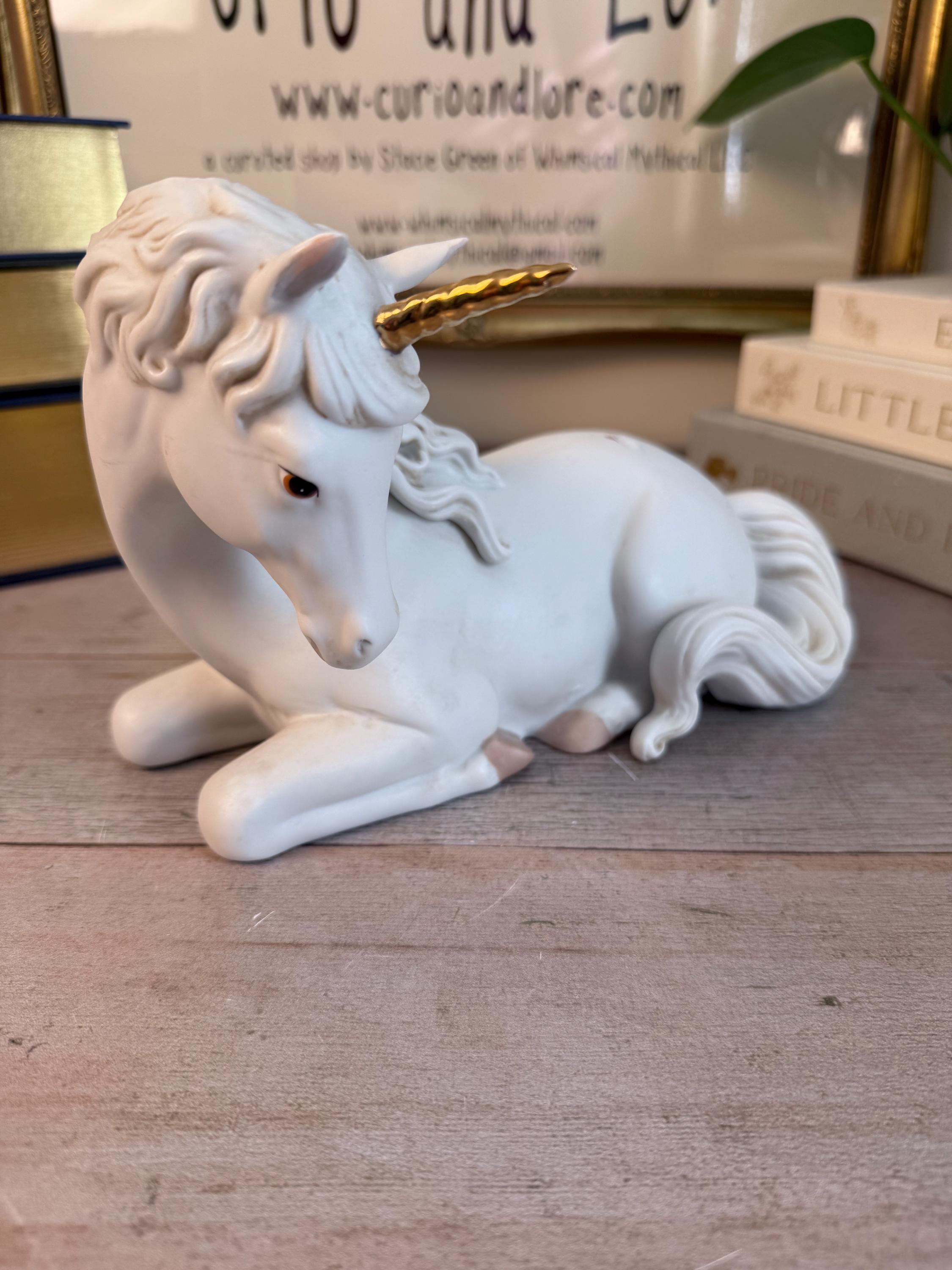 Vintage 1985 Enesco Porcelain Unicorn Figurine, Gold Horn - Etsy
